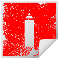distressed square peeling sticker symbol blue pencil