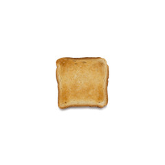 Slice of toast on a white background.