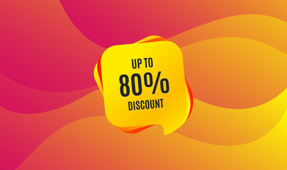 Up to 80% Discount. Sale offer price sign. Special offer symbol. Save 80 percentages. Wave background. Abstract shopping banner. Template for design. Vector
