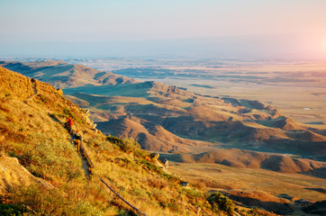 The waste ground between Georgia and Azerbaijan. Location place David Gareja monastery complex.