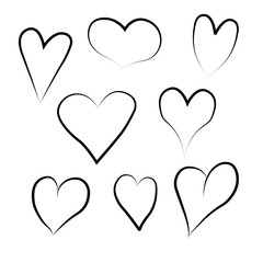 Set of outline hand drawn heart icon.Vector heart collection. Illustration for your graphic design.