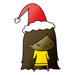 christmas gradient cartoon of kawaii girl