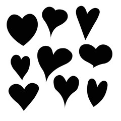 Set of outline hand drawn heart icon.Vector heart collection. Illustration for your graphic design.