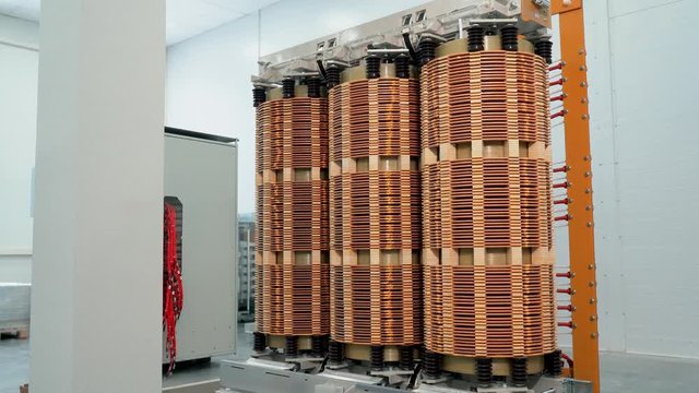 High-voltage transformer at a manufacturing plant. Power transformer