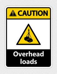 Obraz premium Caution overhead loads Sign on transparent background