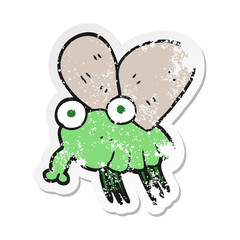 retro distressed sticker of a cartoon fly
