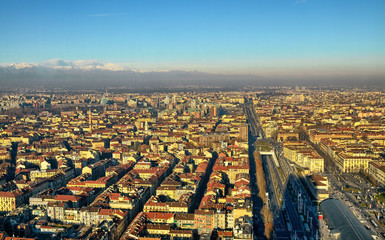 View of Turin from the top of the thirty-fifth floor of the Intesa Sanpaolo bank.
