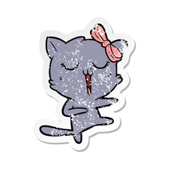 distressed sticker of a cartoon cat