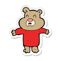 sticker of a cartoon unhappy bear