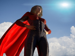 woman in superhero costume 3d render