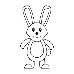 Cute rabbit cartoon in black and white
