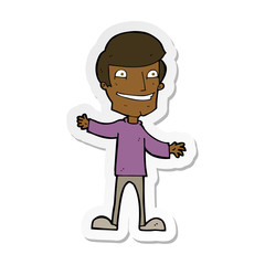 sticker of a cartoon grinning man