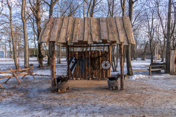 Archery target on a wooden stand
