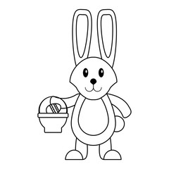 Easter day cute cartoons in black and white