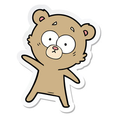 sticker of a surprised bear cartoon