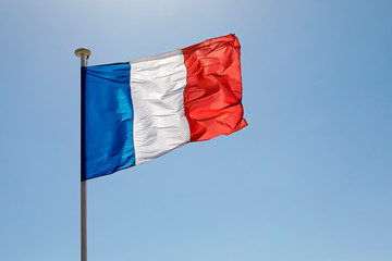 National Flag of France waves in the wind