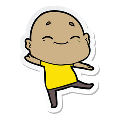 sticker of a cartoon happy bald man