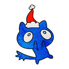 christmas textured cartoon of kawaii cat