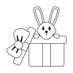Easter day cute cartoons in black and white