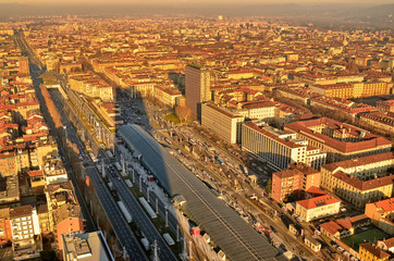View of Turin from the top of the thirty-fifth floor of the Intesa Sanpaolo bank.