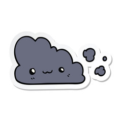 sticker of a cute cartoon cloud