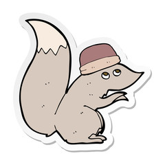 sticker of a cartoon squirrel wearing hat
