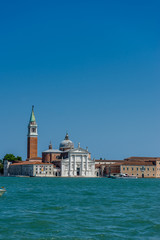 Fototapeta premium Italy, Venice, Church of San Giorgio Maggiore, VIEW OF BUILDINGS AGAINST BLUE SKY