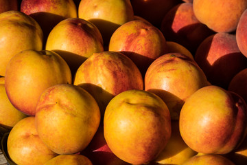 Peaches on sale in the market of Aix en Provence, France