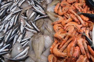 Fresh fish for sale in the market of Sanary sur Mer, France