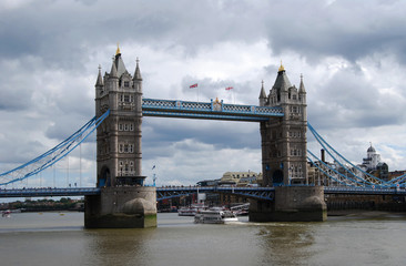  Tower Bridge that crosses river Thames in London, UK