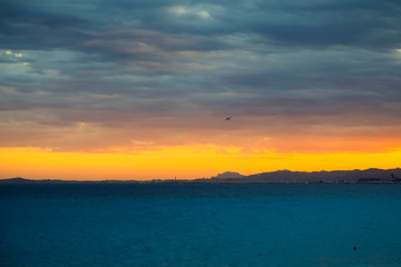 Colorful sunset in Nice on the Mediterranean Sea