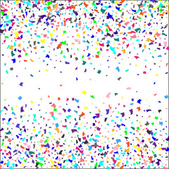 Colorful confetti on white background. 