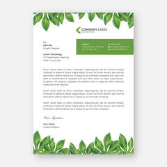 watercolor leaf letterhead design template