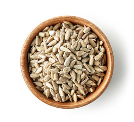 wooden bowl of sunflower seeds