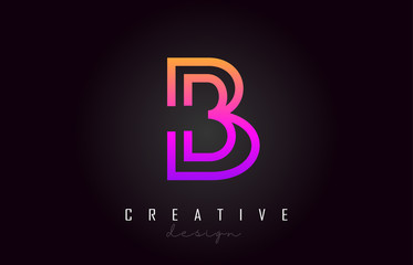 B Purple Letter Logo Monogram Vector Design. Creative B Vibrant Letter Icon