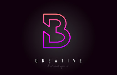 B Purple Letter Logo Monogram Vector Design. Creative B Vibrant Letter Icon