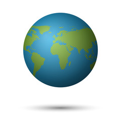 3D Planet earth on white background, vector illustration