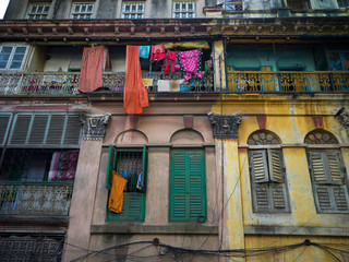 Low angle view of old buildings, Kolkata, West Bengal, India