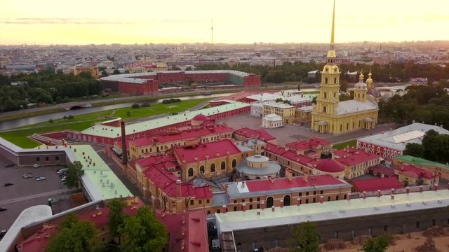 Petropavlovskaya krepost of Saint-Petersburg. Quadrocopter aerial