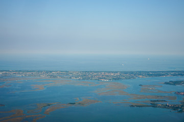 Italy, Venice, viewed from above from airplane window
