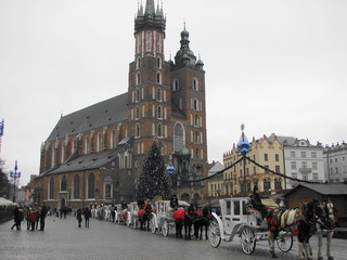 Naklejka na ściany i meble Central square in the old city of Krakow