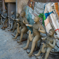 Incomplete statues, Kumartuli, Kolkata, West Bengal, India
