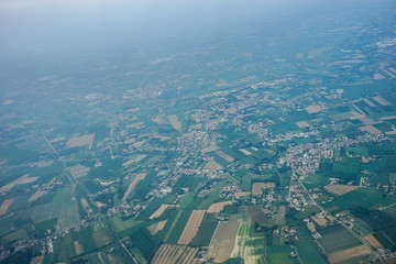 Fototapeta na wymiar Italy, Venice, viewed from above from airplane window