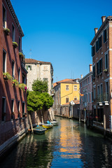 Fototapeta na wymiar The narrow canals of Venice, Italy