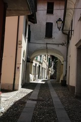 Narrow old alley in Mergozzo, Italy