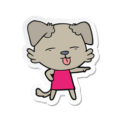 Obraz premium sticker of a cartoon dog sticking out tongue