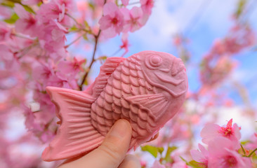 Taiyaki  Pink Fish Sweet Dessert - 253620687