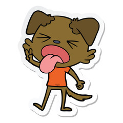 sticker of a cartoon disgusted dog