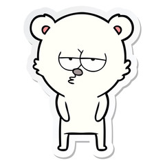 sticker of a bored polar bear cartoon