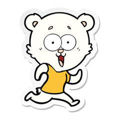 sticker of a laughing teddy  bear cartoon